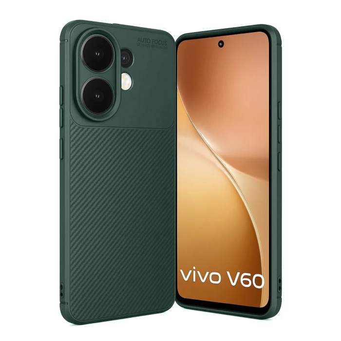 Vivo V60 5G Auto Focus Karbon Kapak - Koyu Yeşil