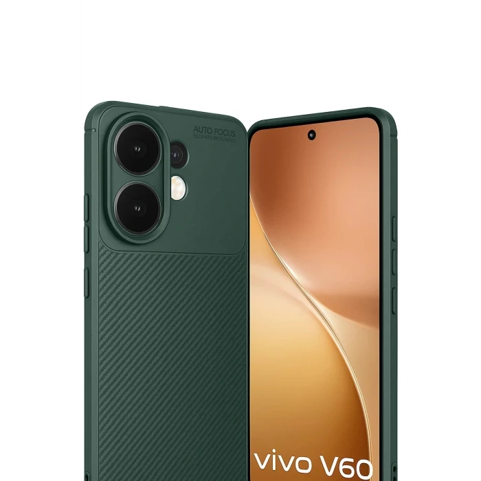 Vivo V60 5G Auto Focus Karbon Kapak - Koyu Yeşil