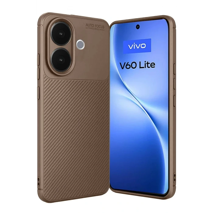 Vivo V60 Lite Auto Focus Karbon Kapak - Kahverengi