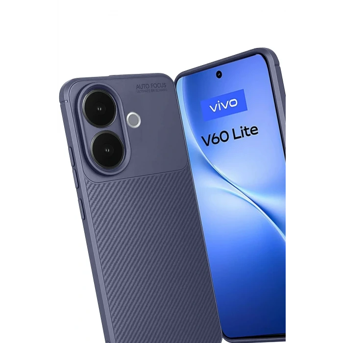 Vivo V60 Lite Auto Focus Karbon Kapak - Lacivert