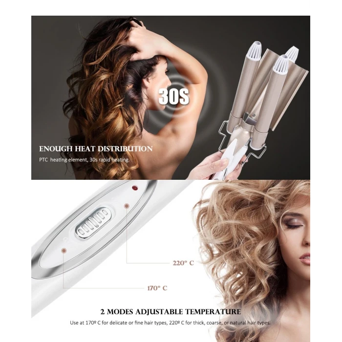 Wag Su Dalgası Saç Maşası 220 Derece 25 Mm Kalın Bukle (K95)