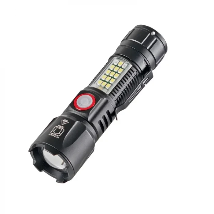 WS-2828 Ultra USB Şarjlı Polis El Feneri, Bekçi, Asker El Feneri Kırmızı Mavi Çakarlı 1000 Lümen