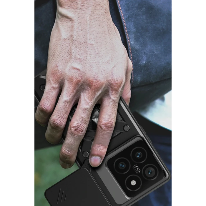 Xiaomi Mi 14T Pro Kılıf Pars Lens Yüzüklü Silikon - Yeşil