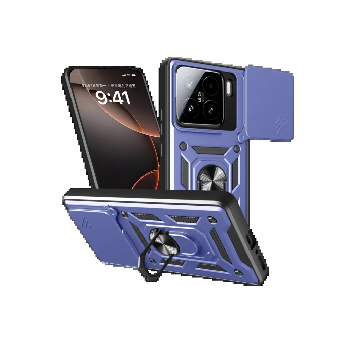 Xiaomi Mi 15 Kılıf Pars Lens Yüzüklü Silikon - Lacivert