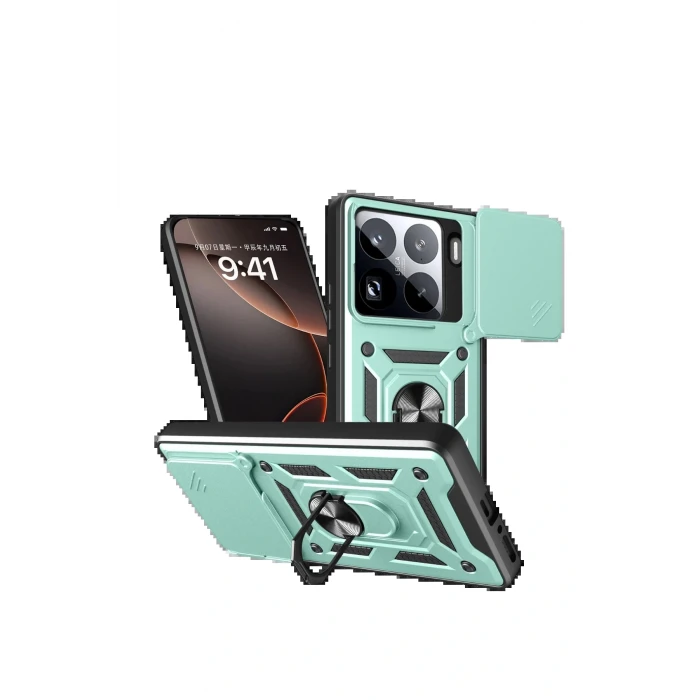 Xiaomi Mi 15 Pro Kılıf Pars Lens Yüzüklü Silikon - Yeşil