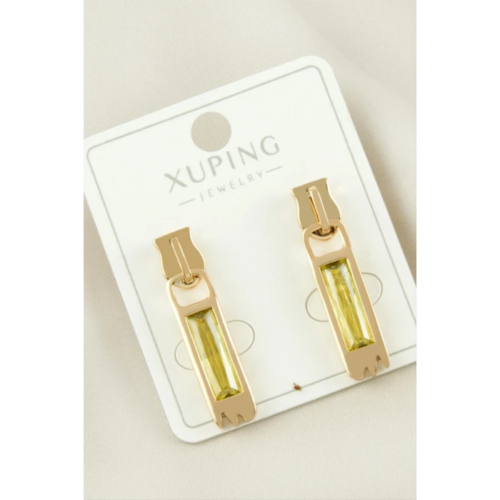 Xuping Fermuar Zirkon Taşlı Lüks Çelik Küpe