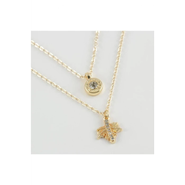 Yaprak Figürlü Yeni Sezon İkili Kolye