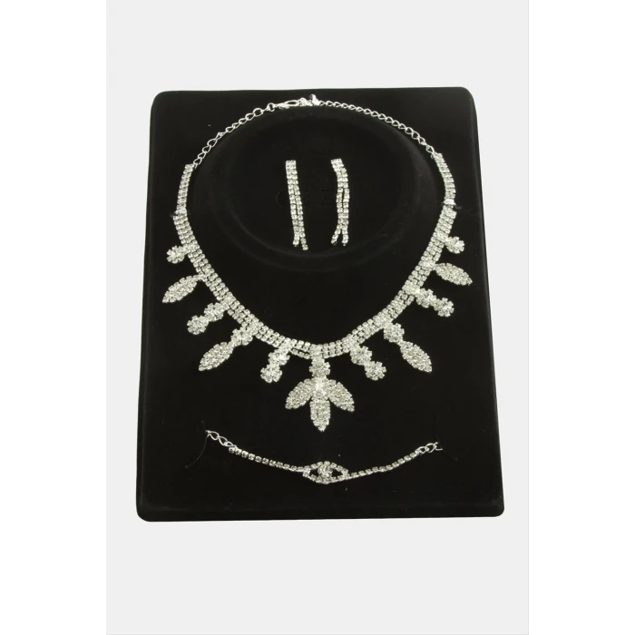Yaprak Taşlı Lüks Set Kolye