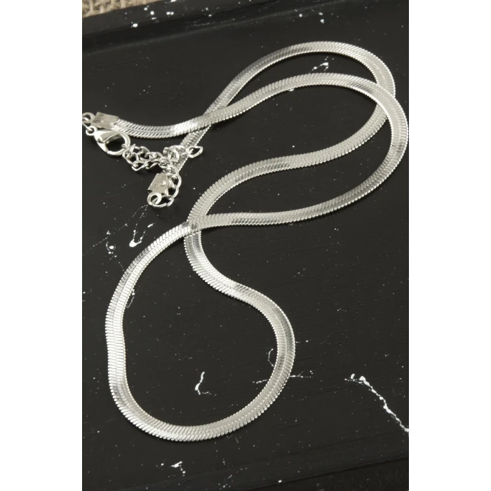 Yassı İtalyan Zincir Kolye 45 cm