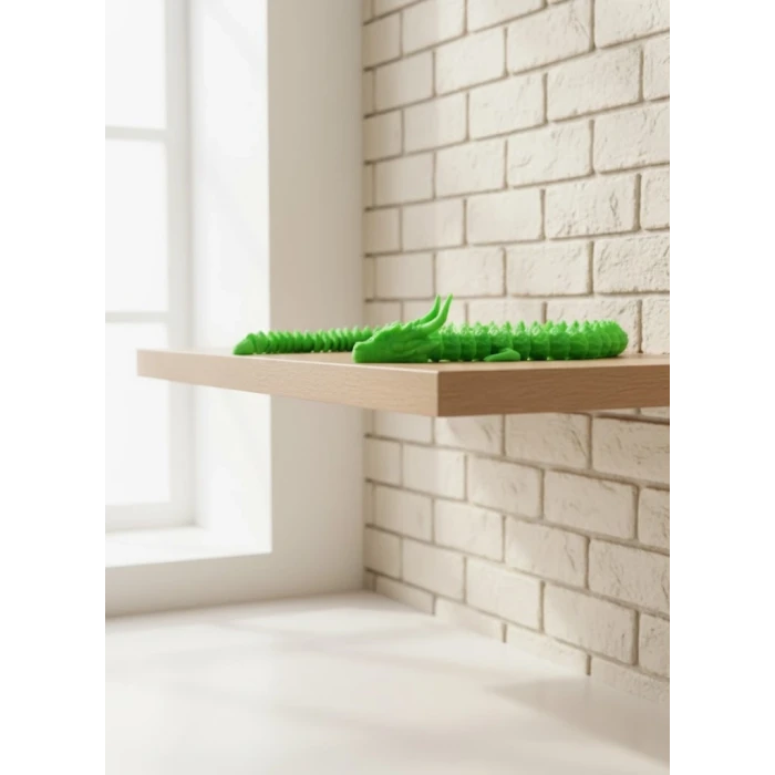 Yeşil Hareketli Ejderha Figürü Esnek Gövdeli Fantastik Dekor 60 Cm