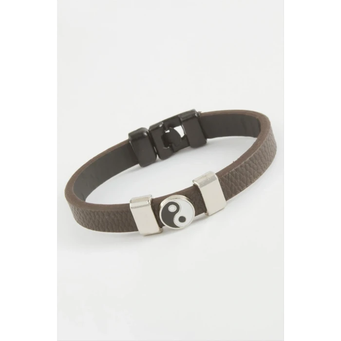 Ying Yang Kaliteli Suni Deri Bileklik