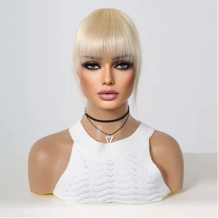 Yoğun Gerçek Saç Perçem - Beyaz Platin