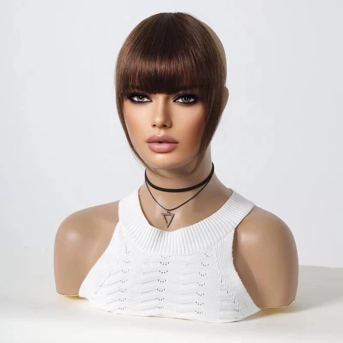 Yoğun Gerçek Saç Perçem - Kahverengi