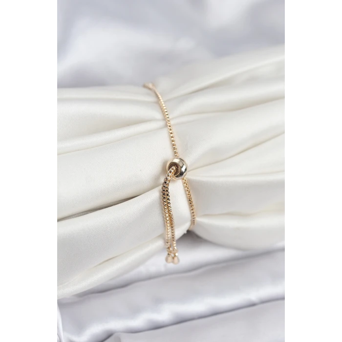 ietaks™ Yonca Model Zirkon Taşlı Gold Renk Asansörlü Su Yolu Bileklik