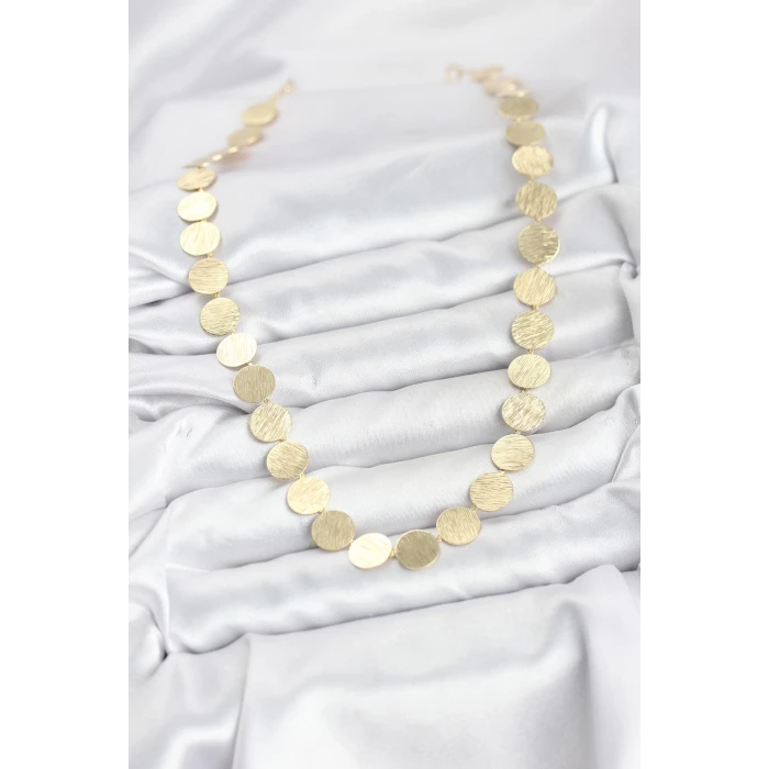 ietaks™ Yuvarlak Plaka Model Gold Renk Kadın Kolye