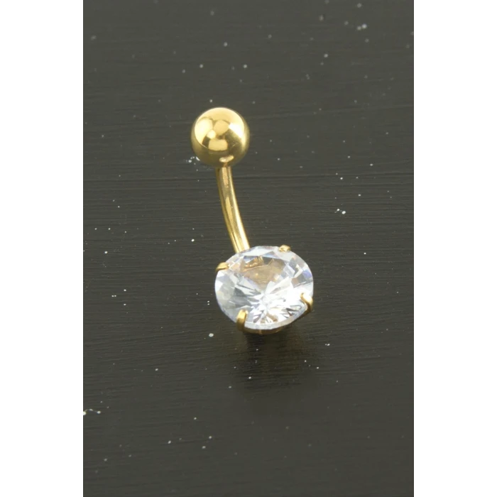 Yuvarlak Zirkon Taşlı Çelik Piercing 1 Adet