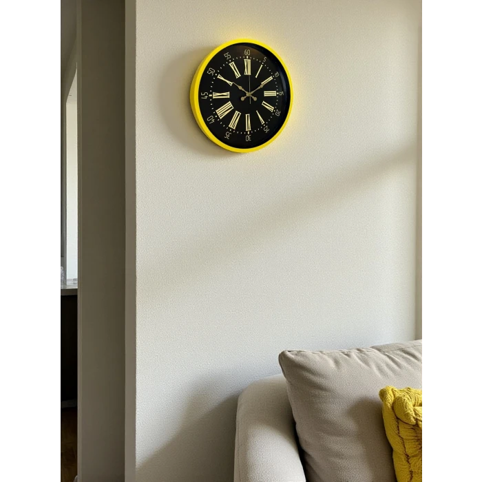 Zentime 36 Cm Sarı Dekoratif Duvar Saati