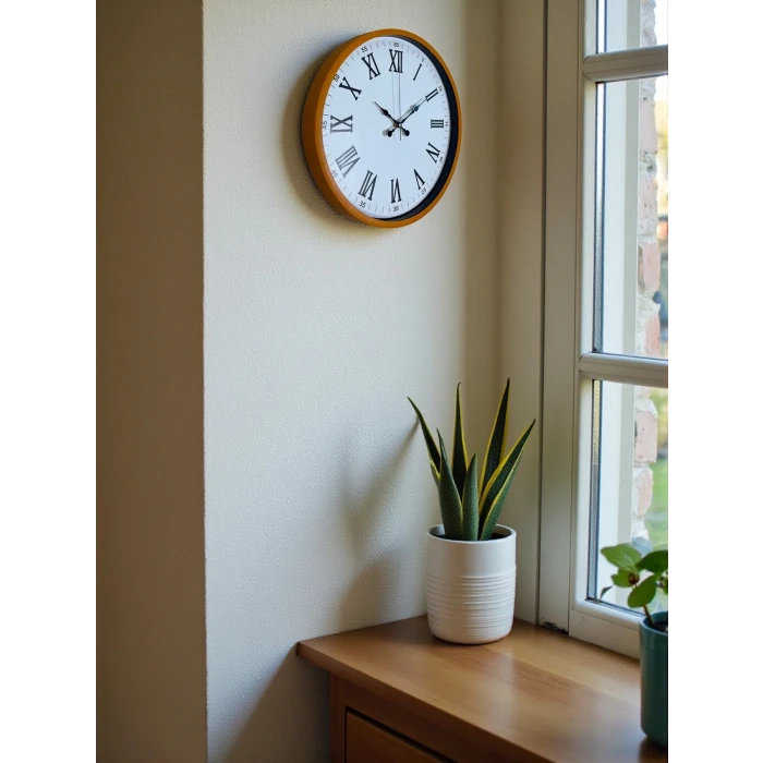 Zentime 36 Cm Turuncu Dekoratif Duvar Saati