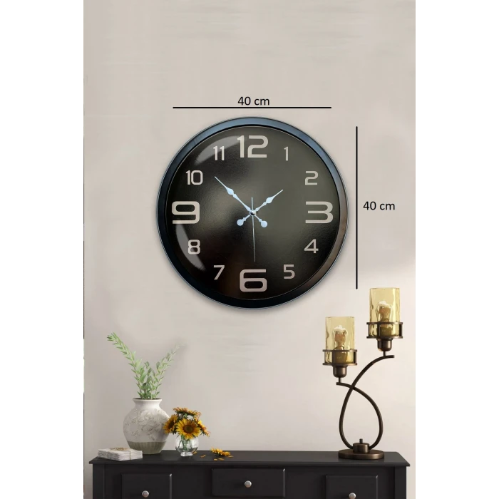 Zentime 40 Cm Siyah Şık Duvar Saati
