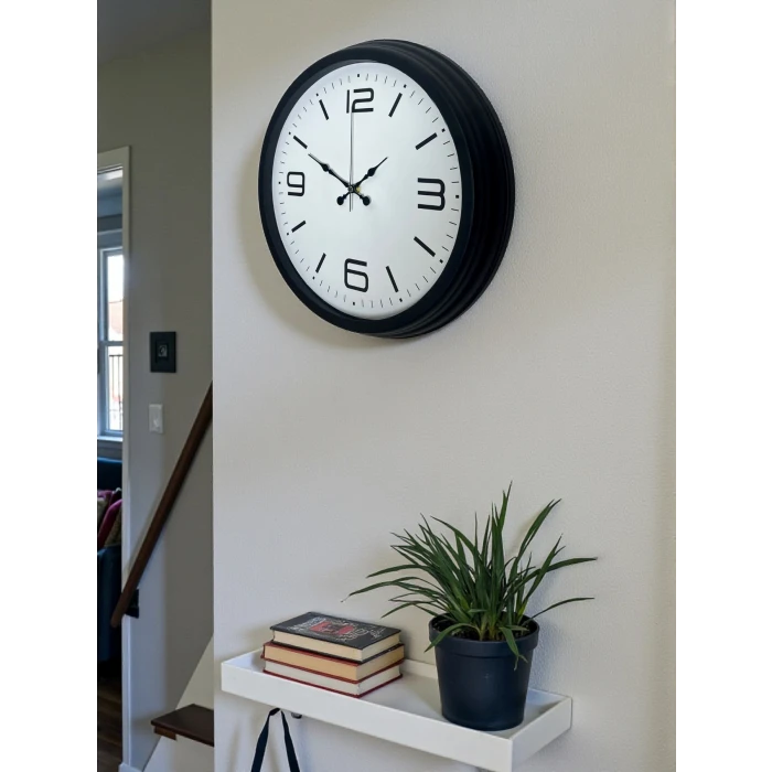 Zentime Sade & Şık Siyah 40 cm Metal Dekoratif Duvar Saati