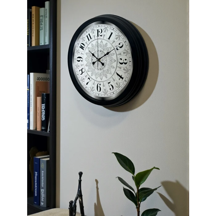 Zentime Şaheser Tasarım Zarif Desenli 40 cm Metal Duvar Saati