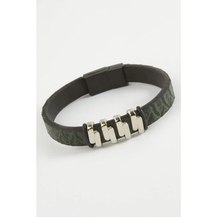 Zikzak Kaliteli Mıknatıslı Suni Deri Bileklik