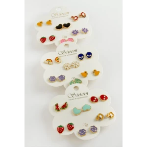 12 Adet Karışık Mineli Küpe