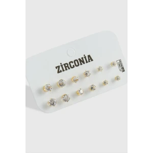 12 Adet Zirkon Tek Taşlı Küpe