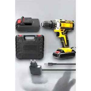 24 Parça Çift Bataryalı Şarjlı Matkap Seti 24w Motor Ve Otomatik Mil Kilitli Tasarım