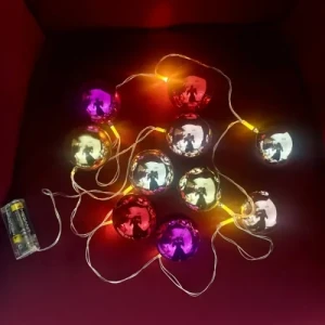 2m 10 LED Pilli Parlak Top Lamba - 2 Kademeli Yılbaşı Ağacı Süsü