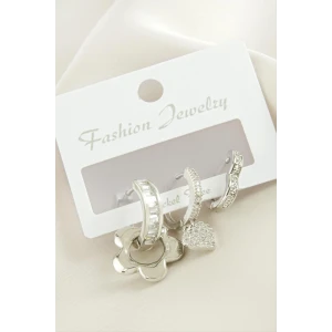 3 Adet Çiçek Zirkon Taşlı Küpe