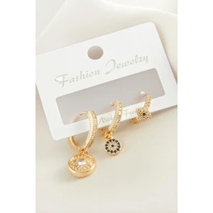 3 Adet Göz Zirkon Taşlı Küpe