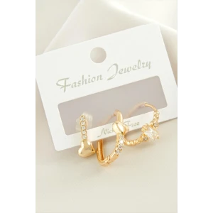 3 Adet Kalp Zirkon Taşlı Küpe