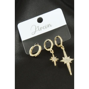 3 Adet Şimşek Zirkon Taşlı Küpe