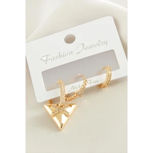 3 Adet ÜçgenZirkon Taşlı Küpe