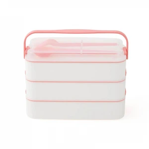 3 Katlı Kulplu Beslenme Kabı  Diyet Sefer Tası Saklama Kabı Çatal Kaşıklı