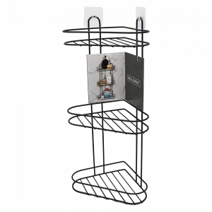 3 KATLI  SİYAH METAL KÖŞE RAFI (4887)