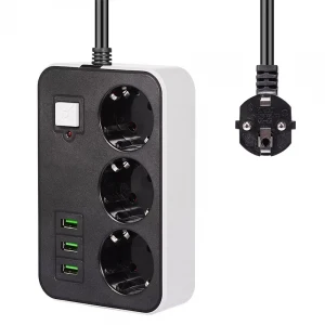 3 Usb’li 3’lü 1.8 M Akım Korumalı Priz