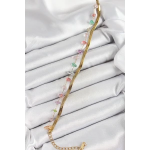 316L Çelik Gold Renk Kristal Karışık Renkli Taşlı Kadın Bileklik