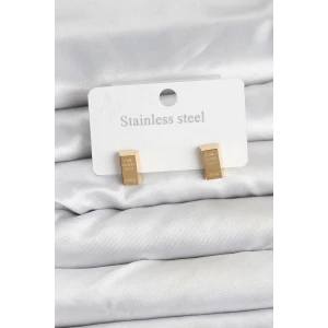 316L Çelik Gold Renk Külçe Altın Model Kadın Küpe