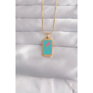 ietaks™ 316L Çelik Gold Renk Mavi Mineli Tarot Kolye