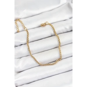 316L Çelik Gold Renk Örgü Burgu Zincir Erkek Bileklik - TJ-EB3729