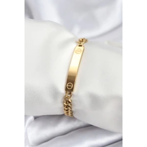 316L Çelik Gold Renk Yazı Yazmaya Uygun Kadın Bileklik - TJ-BB7918
