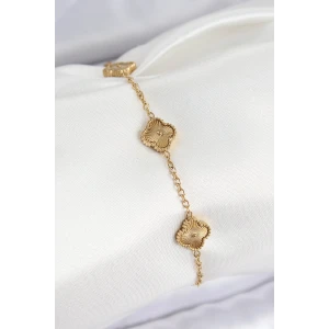 ietaks™ 316L Çelik Gold Renk Yonca Kadın Bileklik