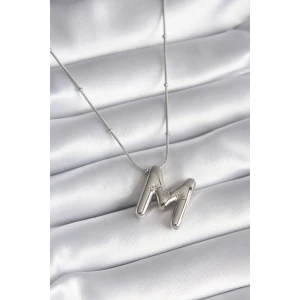 ietaks™ 316L Çelik Gümüş Renk Bubble M Harf Model Kadın Kolye