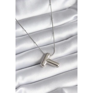 ietaks™ 316L Çelik Gümüş Renk Bubble T Harf Model Kadın Kolye