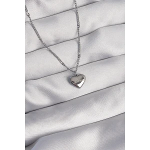 316L Çelik Gümüş Renk Kalp Model Love Kolye