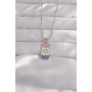 316L Çelik Gümüş Renk Karışık Mineli Ay Figür Tarot Kolye - TJ-BKO9044