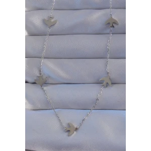 316L Çelik Gümüş Renk Kuş Model Kolye - TJ-BKO8942