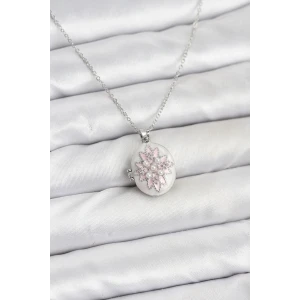 316L Çelik Gümüş Renk Pembe Lotus Model Kadın Küpe - TJ-BKO10812